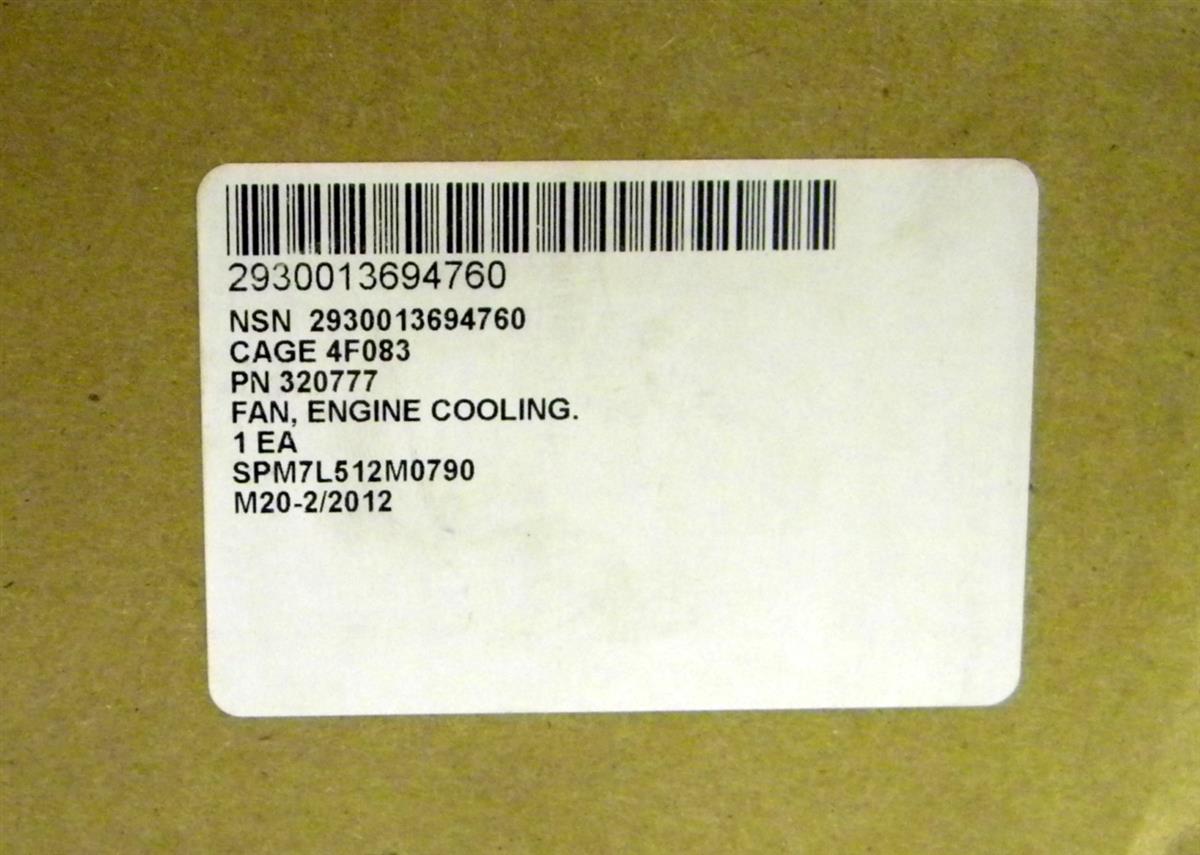 SP-1495 | 2930-01-369-4760 Coolant Fan for Generator Set Tactical Quiet MEP-805A and MEP-815A. NOS (5).JPG