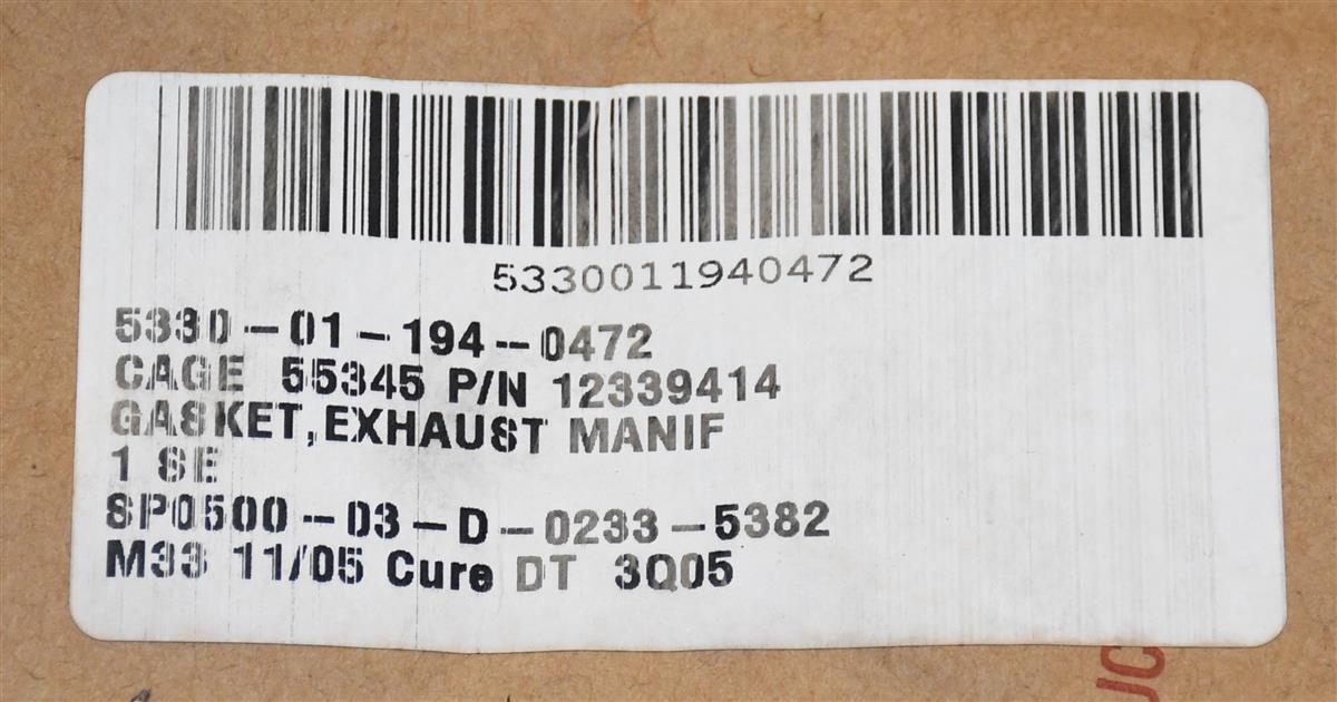 HM-1986 | HM-1986  Exhaust Manifold Gasket for 6.2L and 6.5L GM Style Diesel Engine HMMWV.JPG