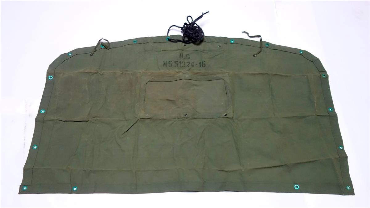 COM-5222-CANVASGREEN | 2540-00-402-2157 Canvas Green Cargo Cover End Curtain for M35 M54 M809 and M939 Series NOS (1).JPG