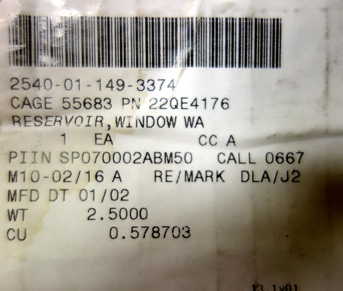 SP-1820 | 2540-01-149-3374 Window Washer Fluid Resevoir for Mack Model Truck F R and DM Models NOS (6) (Large).jpg