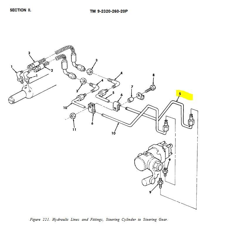 5T-2086 | 5T-2086 Power Steering Pump to Steering Gear Metal Hydraulic Lines M809 M939A1 M939A2 Dia 1.JPG