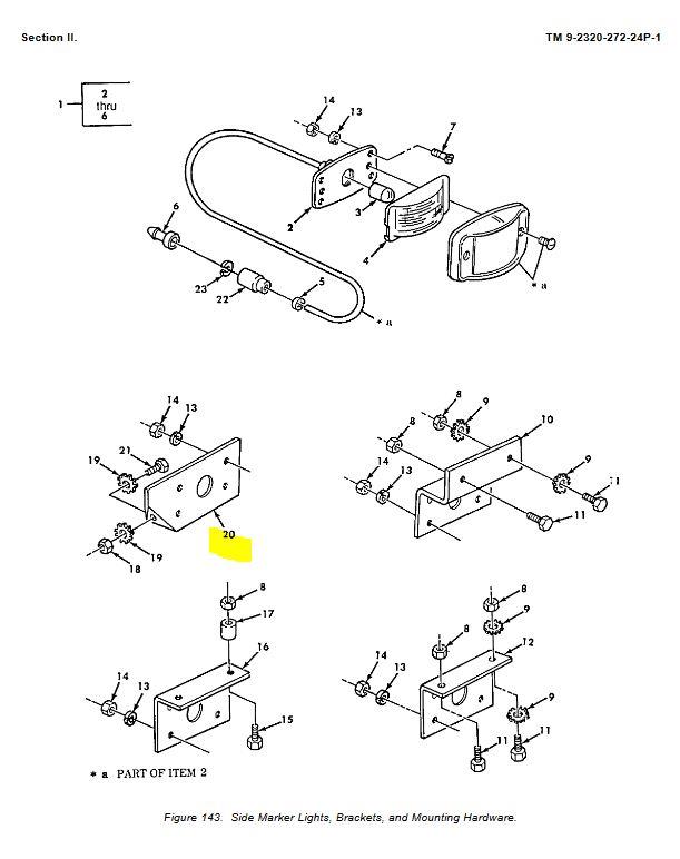 5T-2117 | 5T-2117 Side Marker Mounting Bracket M809 M939A1 M939A2 Dia (1).JPG