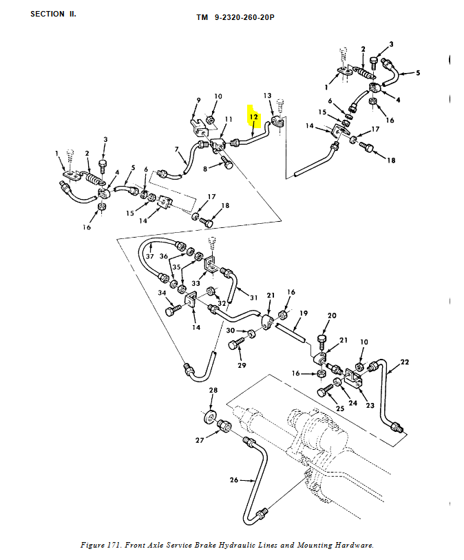 5T-2138 | 5T-2138 Right Hand Front Axle Metal Brake Hydraulic Line M809 M54 Dia (1).JPG