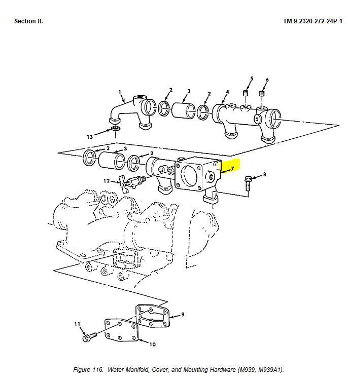 9M-1822 | 9M-1822 Cummins Water Manifold Fluid Coolant M939 M939A1 Dia (1).JPG