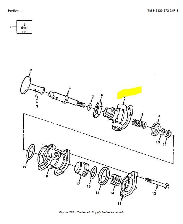 9M-1850 | 9M-1850 Trailer Air Supply Brake Valve Actuator Body M931 Dia2 (2).JPG