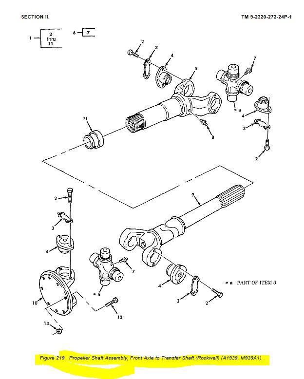 9M-1865 | 9M-1865 Rockwell Propeller Shaft Assembly Front Axle to Transfer Shaft M939A1 M939A2 Dia1.JPG