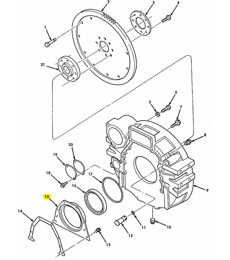 9M-1928 | 9M-1928 Rear Main Seal Housing Cummins 8.3L 6CTA Turbo Diesel Engine M939A2 diagram.png