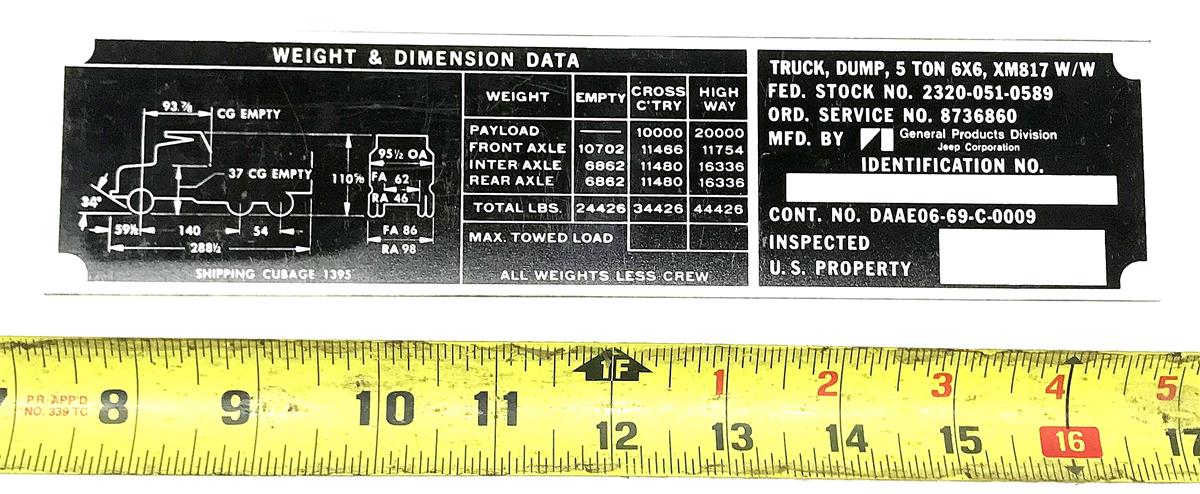 DT-202 | DT-202  XM817 Dump Truck Weight and Dimension Data Plate (2).jpg