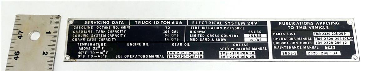 DT-437 | DT-437 10 Ton Truck 24 Volt Electrical System Servicing Data Tag NOS (3).JPG
