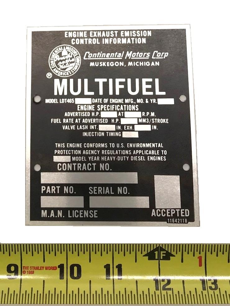 DT-443 | DT-443  Multifuel Engine Exhaust Emission Plate 4x4.5 Black  (5)(NOS).jpg