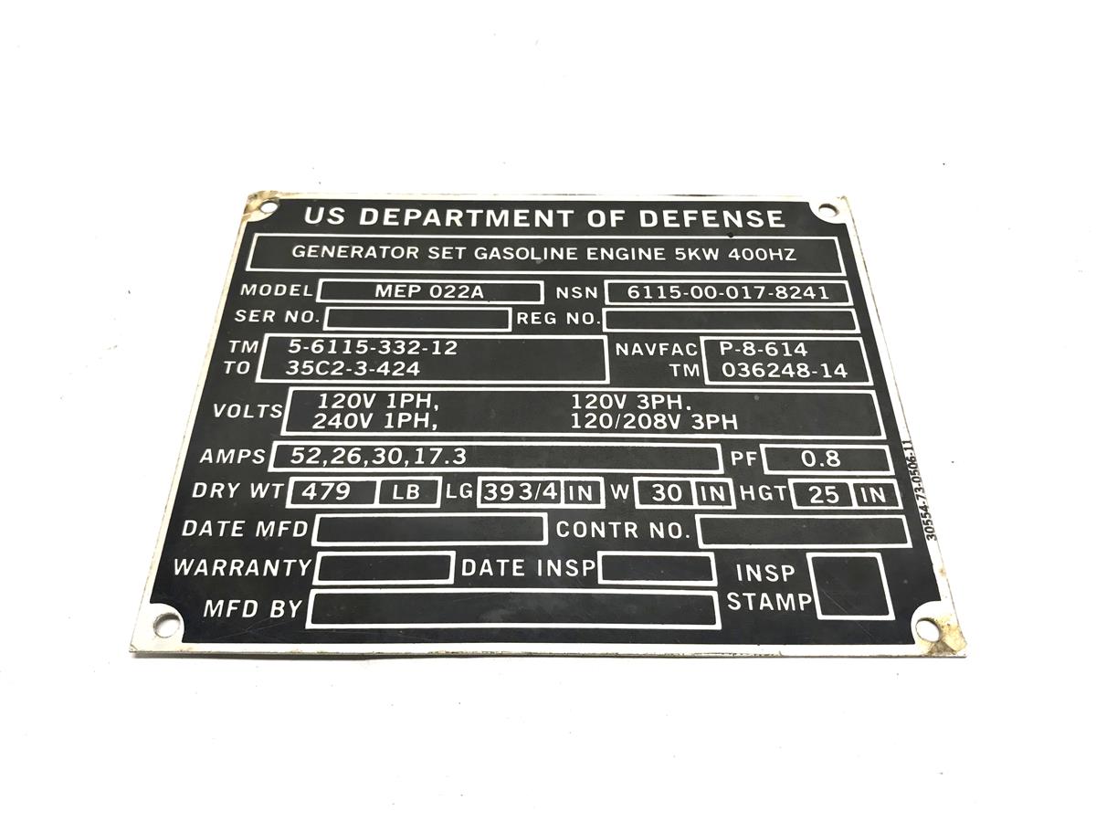 DT-477 | DT-477 US DOD Generator Identification Plate (5).jpg