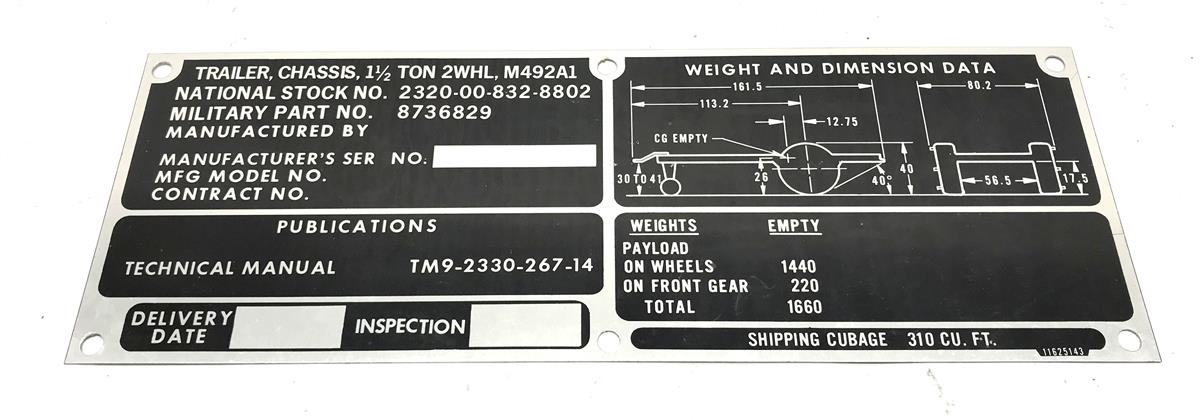 DT-487 | DT-487 M492A1 Chassis Trailer Weight and Dimension Data Plate (2).jpg