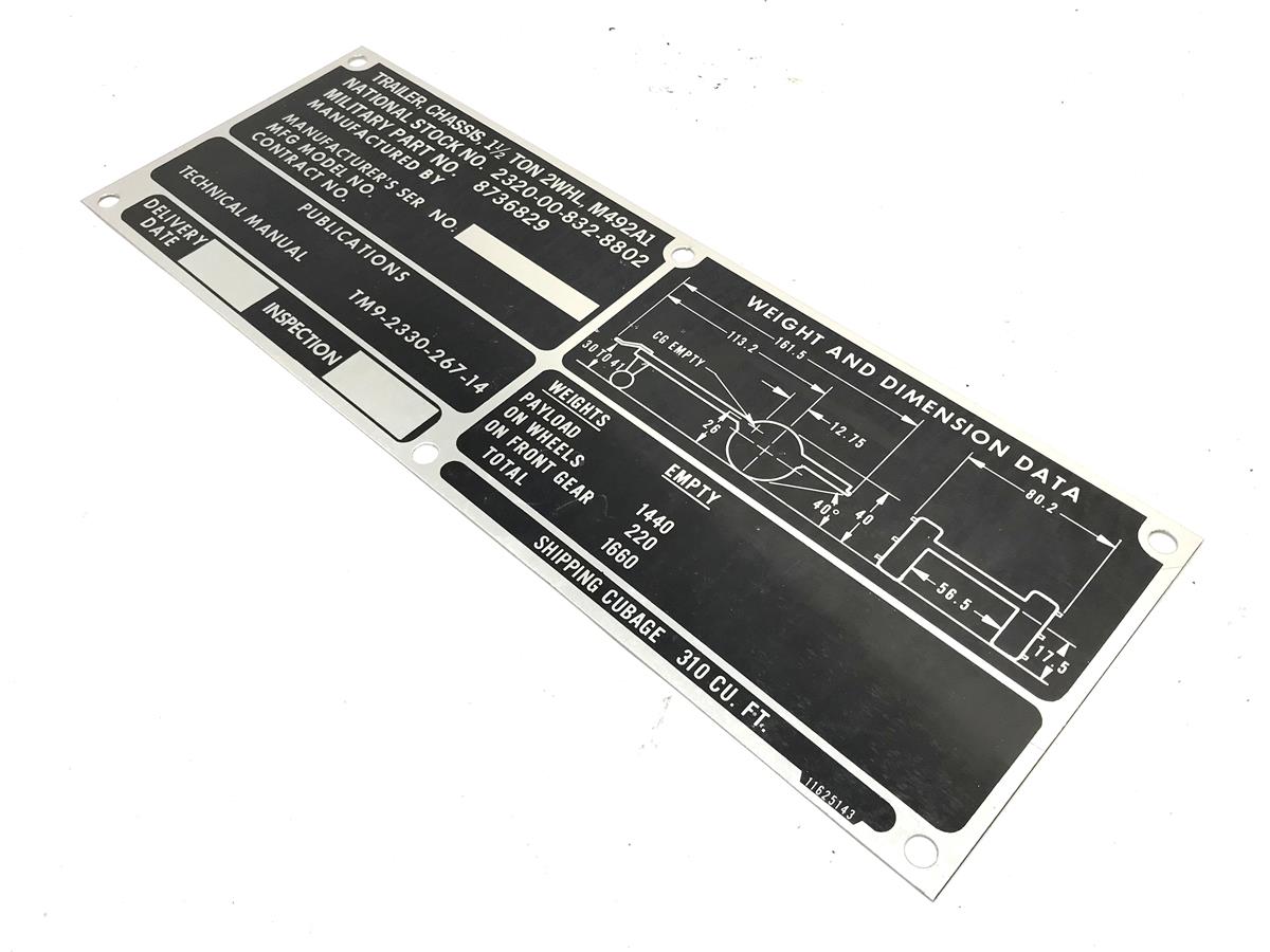 DT-487 | DT-487 M492A1 Chassis Trailer Weight and Dimension Data Plate (4).jpg