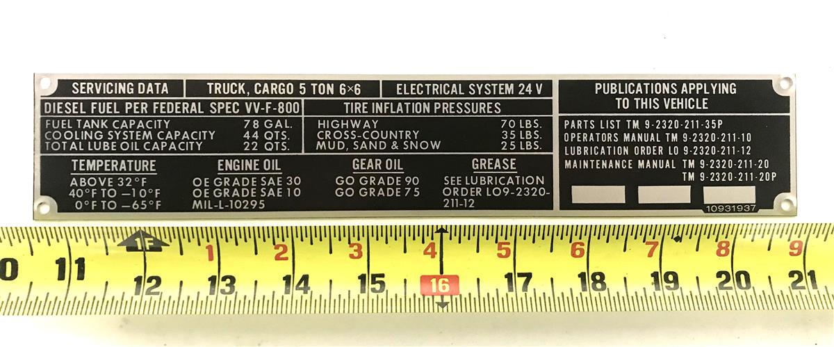 DT-503 | DT-503 5 Ton Cargo Truck Servicing Data Plate (5).jpg