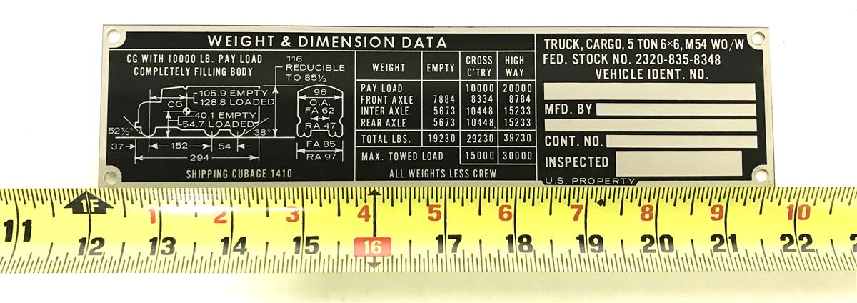 DT-505 | DT-505 M54 Cargo Truck Weight and Dimension Data Plate (5).jpg