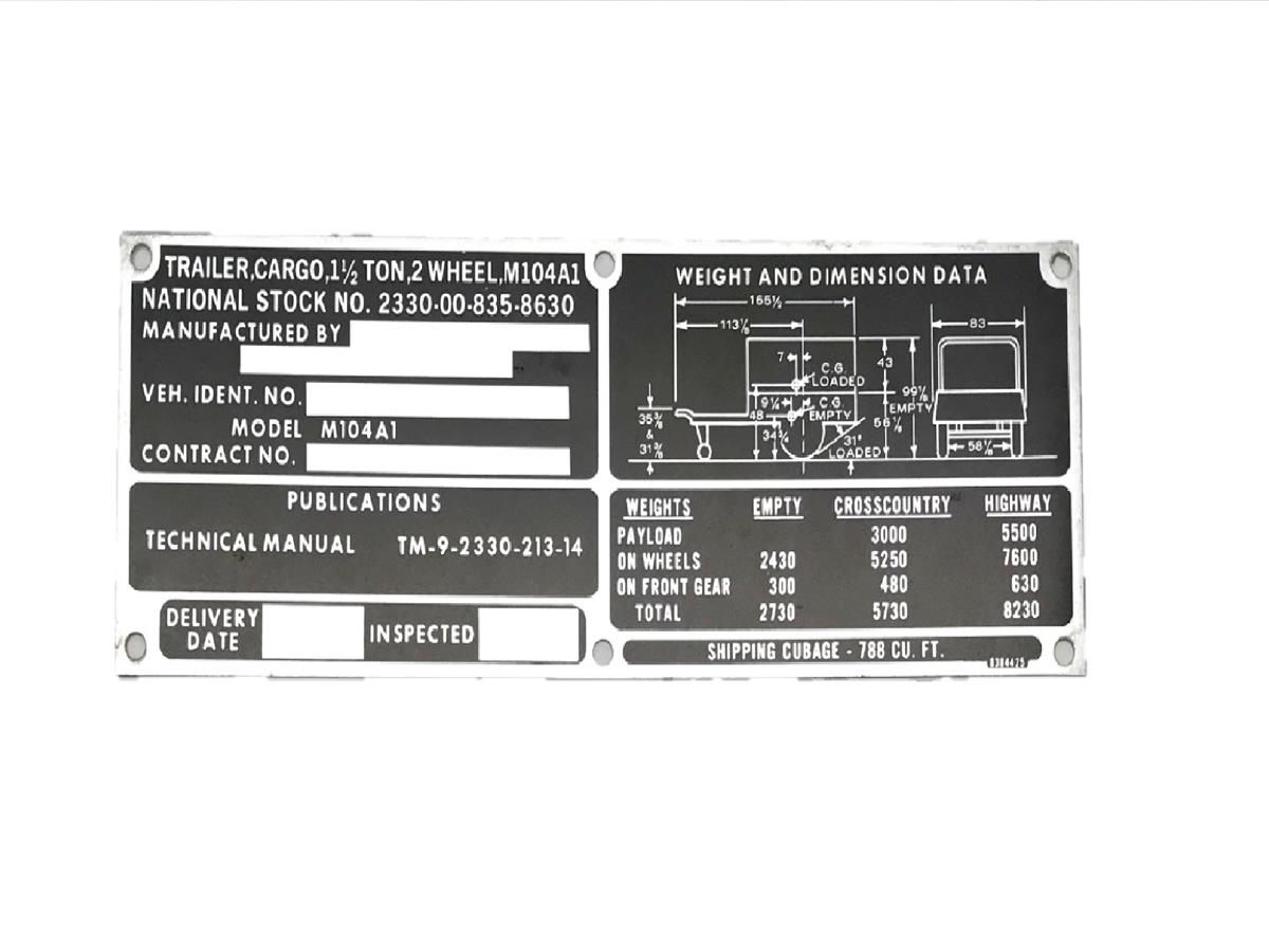 DT-550 | DT-550  M104A1 Cargo Trailer Weight and Dimension Data Plate (1).jpg