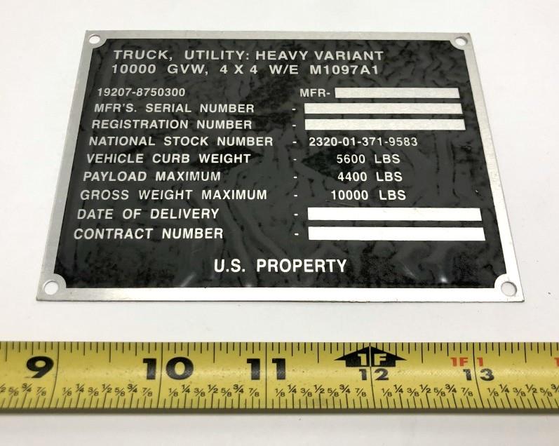 DT-561 | DT-561 M1097A1 HMMWV Identification Plate (2).JPG