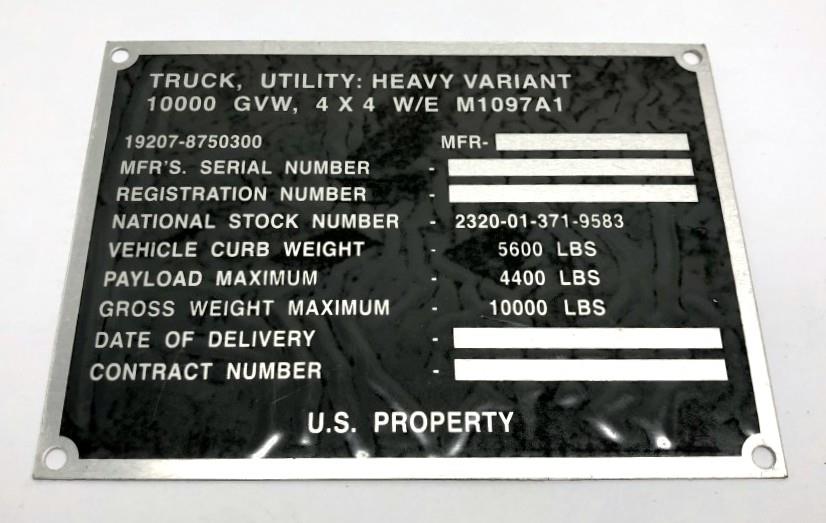 DT-561 | DT-561 M1097A1 HMMWV Identification Plate (3).JPG