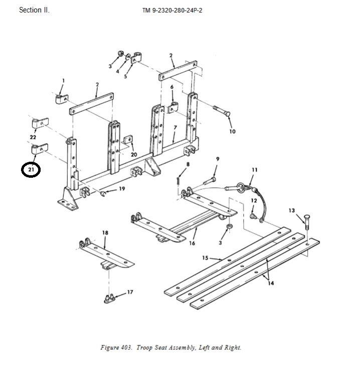 HM-1325 | HM-1325 Left Hand Troop Seat Mounting Bracket HMMWV.jpg