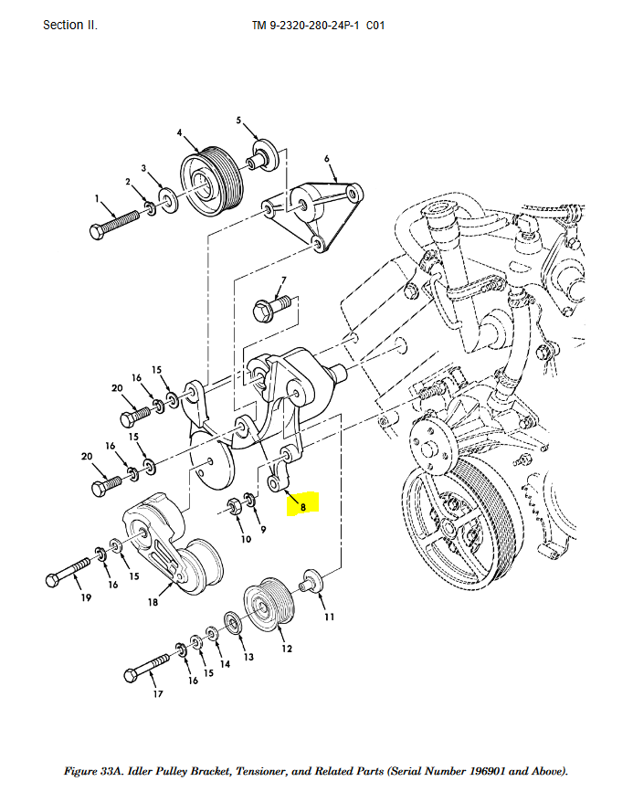 HM-1368 | HM-1368 Compressor and Tensioner Mounting Bracket HMMWV Dia 1.PNG