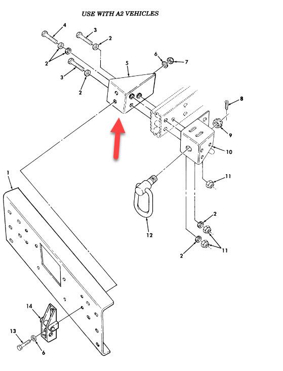 HM-1628 | HM-1628  Front LH Support Bracket HMMWV diagram.jpg