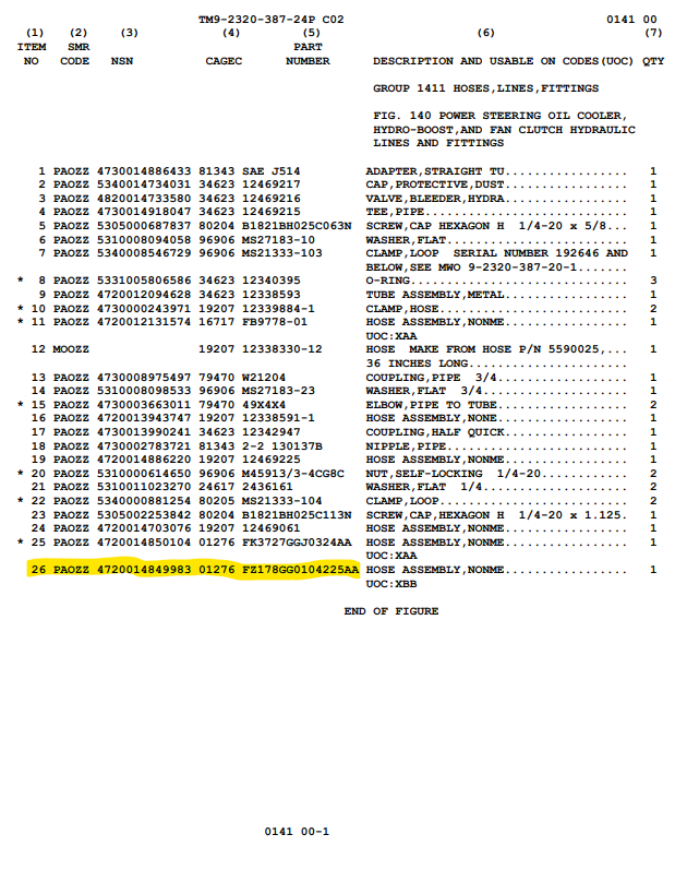 HM-1837 | HM-1837 Fan Clutch Hose Assembly HMMWV manual 2.png