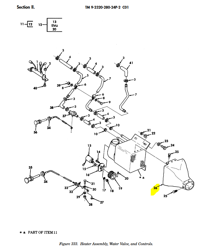 HM-3581 | HM-3581 Air Intake Duct Heater Assembly Water Valve Controls HMMWV Dia (1).JPG