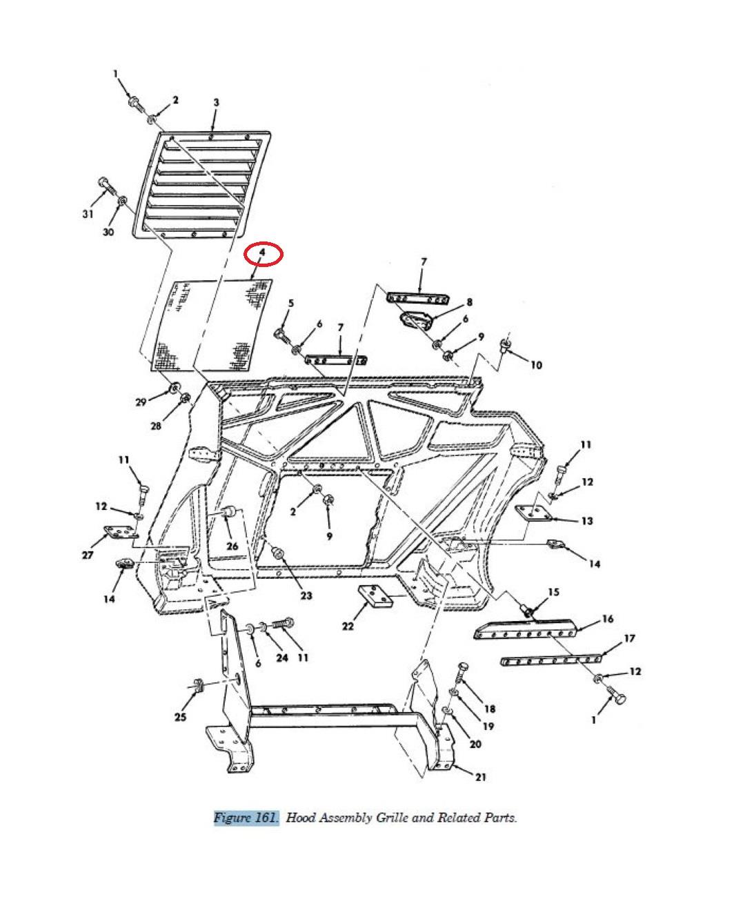 HM-975 | HM-975 HMMWV Upper Grille Screen Parts Diagram (Large).JPG