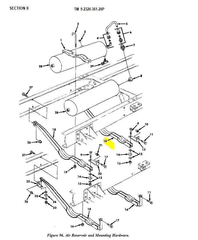 MA3-730 | MA3-730 Air Reservoir Tank Bracket M35A3 dia 1.JPG