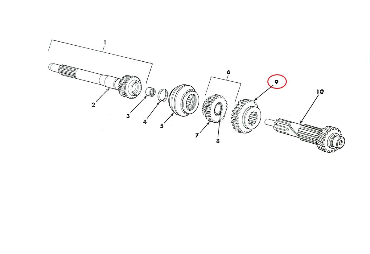 MU-151 | MU-151 Transmission Mainshaft Gear Spur Mule 274 Parts Diagram (Large).JPG