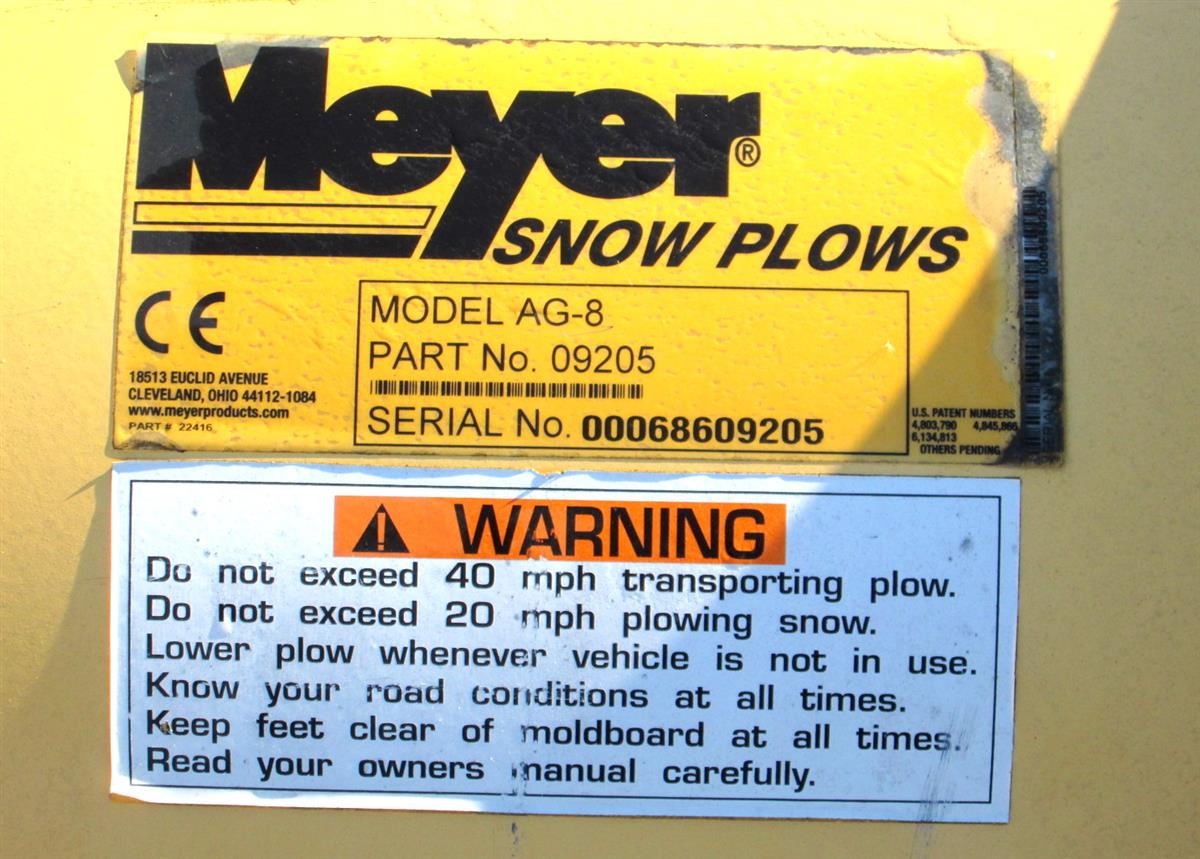 SNOW-043 | SNOW-043 Meyer 8 Foot EZ Mount Express Model AG-8 Meyer Snow Plow (2).JPG