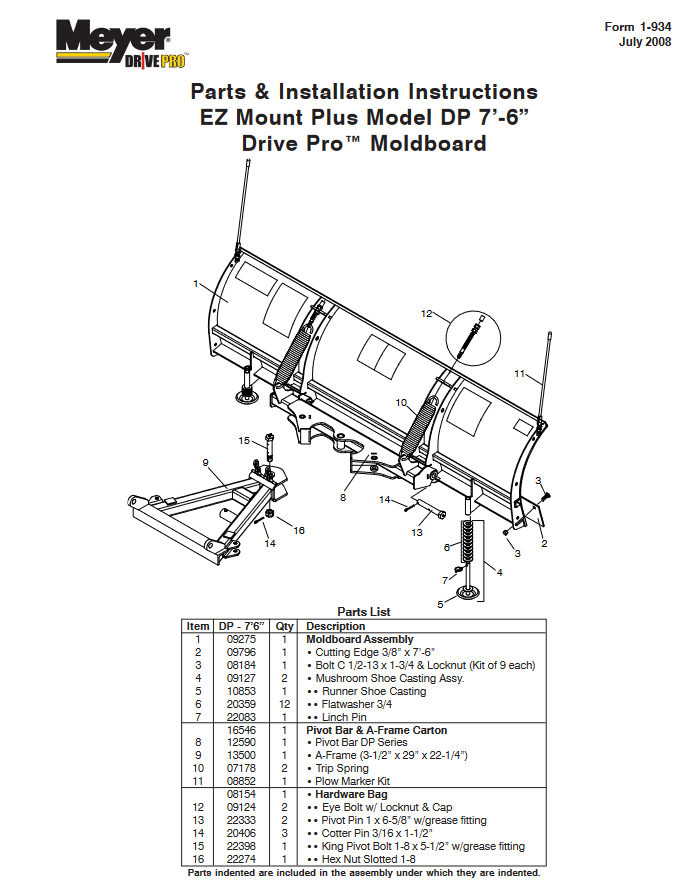 SNOW-058 | SNOW-058 Meyer EZ Plus MDII PAF Pivot A Frame Kit Dia (1).JPG