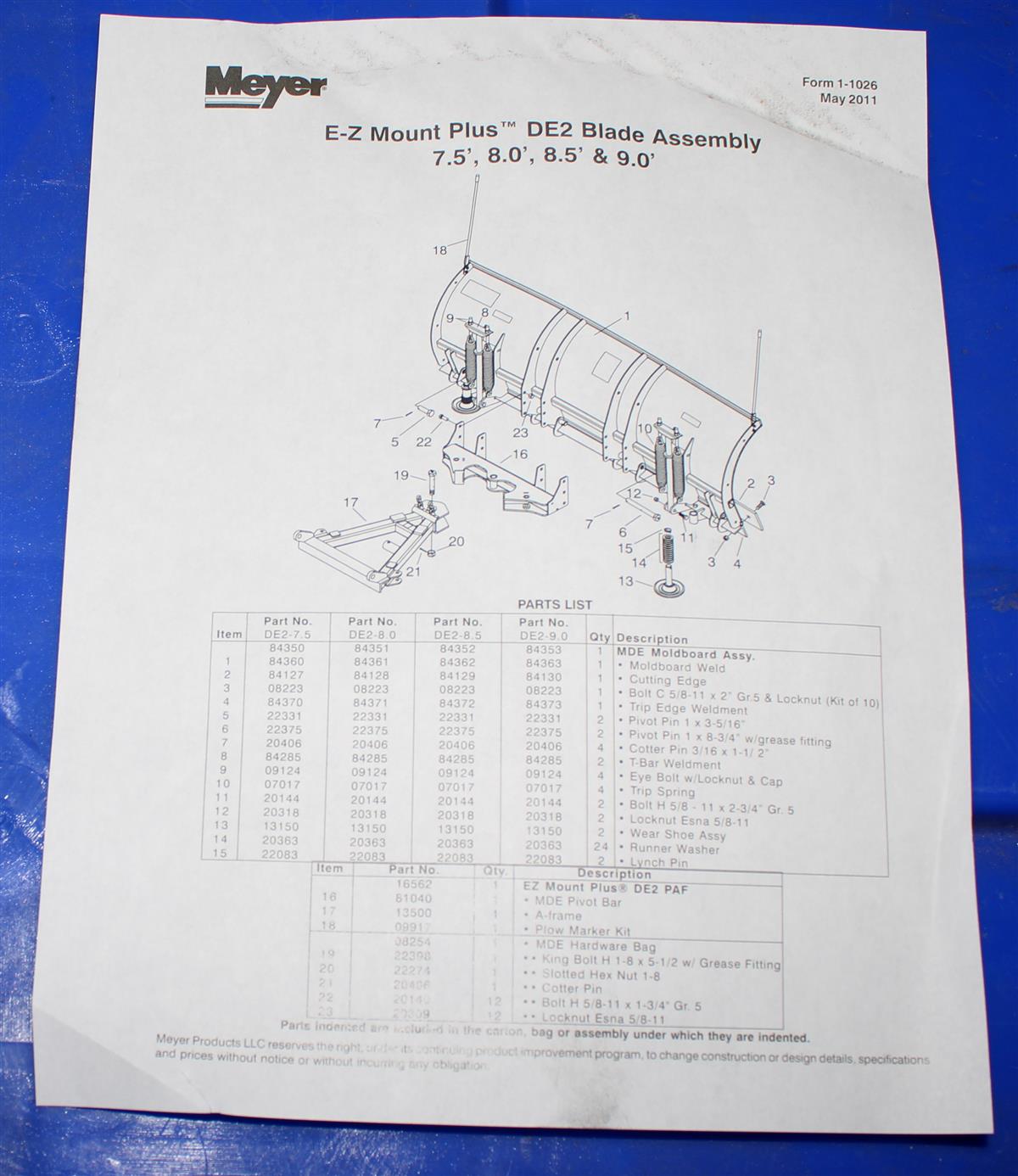 SNOW-067 | SNOW-067 Meyer EZ Mount Plus Diamond Edge 2 Blade Assembly Kit Meyer Snow Plow (4).JPG