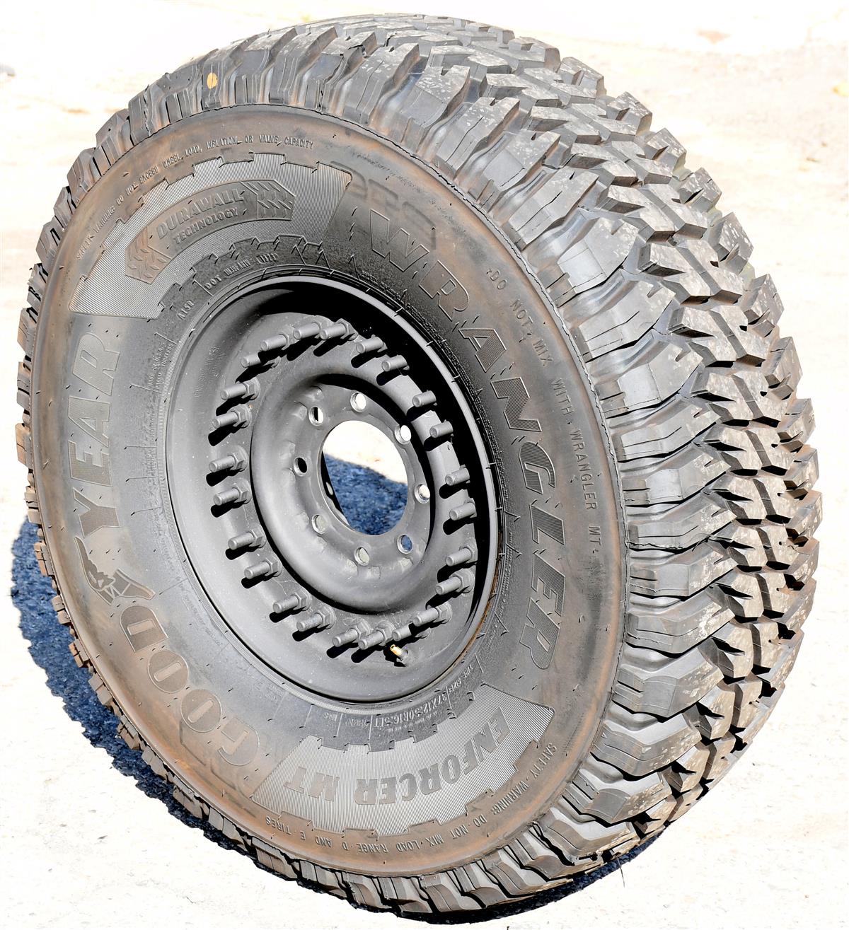 TI-1876 | TI-1876  Goodyear Wrangler Enforcer MT 37x12.50R16.5LT Mounted on 24 Bolt Rim 100% Tread HMMWV (3).JPG