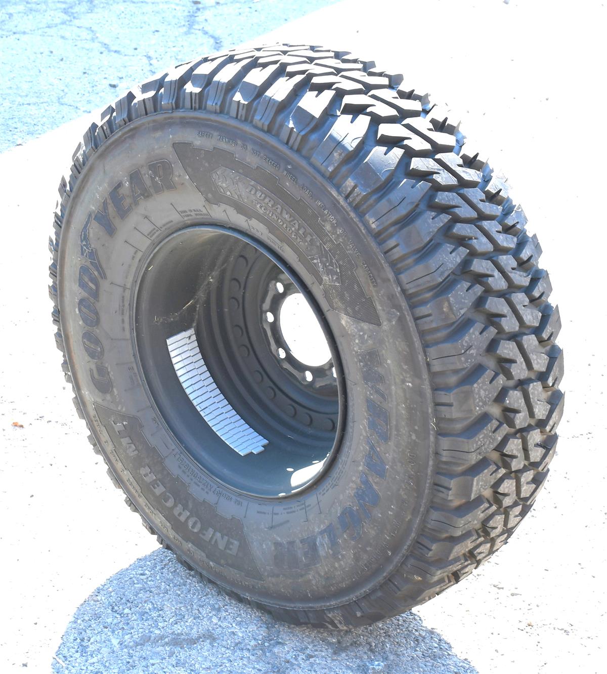 TI-1876 | TI-1876  Goodyear Wrangler Enforcer MT 37x12.50R16.5LT Mounted on 24 Bolt Rim 100% Tread HMMWV (9).JPG